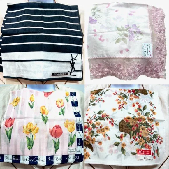BUNDLE 4: YSL--NINA RICCI-JP -A.O. AtsukiScarf/Handker Cotton/Silk 25" 19"(88 - Picture 3 of 16